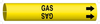 Brady Bradysnap-On B-915 Black on Yellow Plastic Snap-On Pipe Marker - 1 1/4 in Character Height - Printed Msg = GAS with Right Arrow - 4067-D - 754476-41709 - R. S. Hughes Company, Inc.