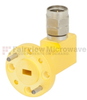 WR-15 to 1.85mm Male Waveguide to Coax Adapter UG-385/U Round Cover Standard with 50 GHz to 65 GHz V Band in Aluminum, Gold -- SMW15AC001-VM
