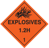 Brady B-101 Polycoated Tagstock Square Orange Truck Placards Sign - 10 3/4 in Width x 10 3/4 in Height - TEXT: EXPLOSIVE 1.2H 1 - 63385 - 754476-63385 - R. S. Hughes Company, Inc.