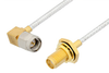 SMA Male Right Angle to SMA Female Bulkhead Cable 18 Inch Length Using PE-SR405FL Coax, RoHS - PE34313LF-18 - Pasternack