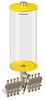 Yellow Color Key, Clear View Multiple Feed Electro Lubricator, 1 gal Acrylic Reservoir, 8 Feeds, 1/4” OD Tube Outlets, 24VDC - B5162-128AB08024D1YW - Oil-Rite Corp.