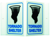 Brady Acrylic V Shape White Tornado & Severe Weather Shelter Sign - 9 in Width x 6 in Height - TEXT: TORNADO SHELTER - V1TS024A -- 754476-49397