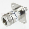 4 Hole Flange SMA Female (Jack) to N Female (Jack) Adapter, Passivated Stainless Steel Body, High Temp, 1.2 VSWR -- SM4210 - Image