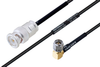 MIL-DTL-17 BNC Male to SMA Male Right Angle Cable 6 Inch Length Using M17/119-RG174 Coax - PE3M0102-6 - Pasternack
