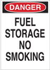 Brady B-555 Aluminum Rectangle White Chemical, Biohazard, Hazardous & Flammable Material Sign - 10 in Width x 14 in Height - TEXT: DANGER FUEL STORAGE NO SMOKING - 42650 - 754476-42650 - R. S. Hughes Company, Inc.