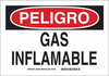 Brady B-555 Aluminum Rectangle White Chemical, Biohazard, Hazardous & Flammable Material Sign - 14 in Width x 10 in Height - Language Spanish - TEXT: PELIGRO GAS INFLAMABLE - 38289 - 754473-38289 - R. S. Hughes Company, Inc.