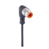 M12 Standard Sensor/Actuator Single-Ended Cordset: Male, angled, 4-pin, A-coded, translucent body, 230 V AC/DC, 4 A; PUR black cable, 4-wires, 0.34 mm² - RSWT 4-500 - Belden Inc.