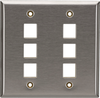6-Port Double-Gang Keystone Stainless Steel Wallplate - WP375 - Black Box