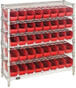 Open Wire Shelving, 6Shelves, 40Bin, Red; Shelving Unit Type Quantum Storage - 44AC8209 - Newark, An Avnet Company