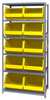 Open Shelving, 6Shelves, 10Bins, Yellow; Shelving Unit Type Quantum Storage - 44AC6727 - Newark, An Avnet Company
