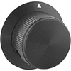 Knob;Dia 0.925in;Shaft Sz 0.25in;Panel;Triangle Skirt Arrow;Black Matte;Aluminum - 70126075 - Allied Electronics, Inc.