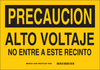 Brady B-401 Polystyrene Rectangle Yellow Electrical Safety Sign - 14 in Width x 10 in Height - Language Spanish - TEXT: PRECAUCION ALTO VOLTAJE NO ENTRE A ESTE RECINTO - 38726 - 754473-38726 - R. S. Hughes Company, Inc.