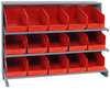 Sloped Bench Rack, 3Shelves, 15Bins, Red; Shelving Unit Type Quantum Storage - 44AC6453 - Newark, An Avnet Company