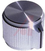 Knob, machined aluminum, pointer, SH: .125, .50 inch dia, .63 inch ht - 70206963 - Allied Electronics, Inc.