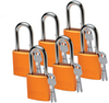 Brady Orange Aluminum 6-pin Keyed & Safety Padlock 51378 - 1 1/2 in Width - 1 3/5 in Height - 1/4 in Shackle Diameter - 2 Key(s) Included - 754476-51378 - 754476-51378 - R. S. Hughes Company, Inc.