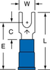 3M Scotchlok Blue Locking Butted Vinyl Butted Fork & Spade Terminal MVU14-6FB/SK - 0.85 in Length - 0.25 in Fork Width - #6 Stud - 054007-01584 - R. S. Hughes Company, Inc.