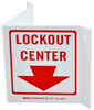Brady B-493 Polystyrene Triangle White Lockout / Tagout Sign - 10 in Width x 5.5 in Height - TEXT: LOCKOUT CENTER - 45367 - 754476-45367 - R. S. Hughes Company, Inc.