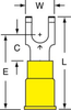 3M Scotchlok Yellow Locking Butted Nylon Butted Fork & Spade Terminal MNG10-6FFBX - 1.03 in Length - 0.32 in Fork Width - #6 Stud - 051128-58986 - R. S. Hughes Company, Inc.