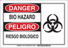 Brady B-302 Polyester Rectangle White Chemical, Biohazard, Hazardous & Flammable Material Sign - 10 in Width x 7 in Height - Laminated - Language English / Spanish - TEXT: DANGER BIO HAZARD / PELIGRO - 754473-72766 - R. S. Hughes Company, Inc.