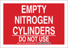 Brady B-401 Polystyrene Rectangle Red Chemical, Biohazard, Hazardous & Flammable Material Sign - 10 in Width x 7 in Height - TEXT: EMPTY NITROGEN CYLINDERS DO NOT USE - 125650 - 754473-73355 - R. S. Hughes Company, Inc.