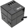 Protect It! 3-Outlet Power Cube Surge Protector - 6 USB-A Ports (7.2A Shared), 6 ft. Cord, 540 Joules, Black -- TLP366CUBEUSBB - Image