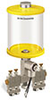 Yellow Color Key, Clear View Multiple Feed Electro Lubricator, 1 qt Pyrex Reservoir, 4 Feeds, 1/8