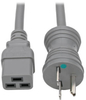 Hospital-Grade Power Cord, NEMA 6-15P to C19 - Heavy-Duty, Green Dot, 15A, 250V, 14 AWG, 6 ft., Gray -- P033-006-GY-HG - Image