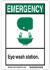 Brady B-120 Fiberglass Reinforced Polyester Rectangle White Eyewash & Shower Sign - 10 in Width x 14 in Height - TEXT: EMERGENCY EYE WASH STATION - 45022 - 754476-45022 - R. S. Hughes Company, Inc.