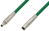 75 Ohm Mini SMB Plug to 75 Ohm Mini SMB Jack Cable 24 Inch Length Using 75 Ohm PE-B159-GR Green Coax - PE38141/GR-24 - Pasternack