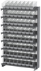 Akro-Mils APRS 400 lb Clear Gray Powder Coated Steel 16 ga Single Sided Fixed Rack - 36 3/4 in Overall Length - 64 Bins - Bins Included - APRS040SC - APRS040SC - R. S. Hughes Company, Inc.