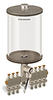 Clear View Multiple Feed Electro Lubricator, 1/2 gal Acrylic Reservoir, 7 Feeds, 1/4” OD Tube Outlets, 24VDC - B4462-064AB07024D1W - Oil-Rite Corp.