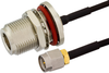 SMA Male to N Female Bulkhead Semi-Flexible Precision Cable 24 Inch Length Using PE-SR405FLJ Coax, RoHS - PE39461-24 - Pasternack