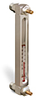 Aluminum Liquid Level Gage with Card Thermometer and Shut-off, 7” Centerline, 3/8