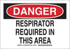 Brady B-401 Polystyrene Rectangle White Breathing Apparatus Sign - 14 in Width x 10 in Height - TEXT: DANGER RESPIRATOR REQUIRED IN THIS AREA - 128782 - 754473-77696 - R. S. Hughes Company, Inc.