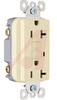 Receptacle, Specification Grade GCFI, 20 Amps, 125 VAC, 5-20R NEMA Config, Ivory - 70050624 - Allied Electronics, Inc.