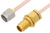 2.92mm Male to 2.92mm Female Bulkhead Cable 60 Inch Length Using RG405 Coax, LF Solder, RoHS - PE34747LF-60 - Pasternack