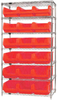 Open Wire Shelving, 7Shelves, 18Bin, Red; Shelving Unit Type Quantum Storage - 44AC8259 - Newark, An Avnet Company