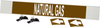 Brady B-681, B-883 White on Brown Polyester Strap-On Pipe Marker - 3 1/2 in Character Height - Printed Msg = NATURAL GAS with Left Arrow - 5841-HPHV - 754473-67723 - R. S. Hughes Company, Inc.