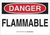 Brady B-401 Polystyrene Rectangle White Chemical, Biohazard, Hazardous & Flammable Material Sign - 14 in Width x 10 in Height - TEXT: DANGER FLAMMABLE - 15086 - 754473-16875 - R. S. Hughes Company, Inc.