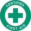 Brady B-946 Green on White Circle Vinyl Hard Hat Label - Printed Text = CERTIFIED FIRST AID - 42232 - 754476-42232 - R. S. Hughes Company, Inc.