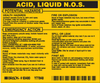 Brady B-928 Black on Yellow Rectangle Vinyl Hazardous Material Label - 4 1/2 in Width - 3 3/4 in Height - Printed Text = ACID, LIQUID N.O.S. - 93480 - 754476-93480 - R. S. Hughes Company, Inc.