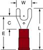 3M Scotchlok Red Non-Locking Butted Nylon Butted Fork & Spade Terminal MNG18-8FX - 0.89 in Length - 0.34 in Fork Width - #8 Stud - 051128-58651 - R. S. Hughes Company, Inc.