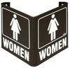 Brady Acrylic V Shape Brown Restroom Sign - 9 in Width x 6 in Height - TEXT: WOMEN - V1WO45A -- 754476-50065 - Image