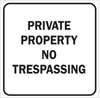 Brady B-120 Fiberglass Reinforced Polyester Square White Restricted Area / No Trespassing Sign - 18 in Width x 18 in Height - TEXT: PRIVATE PROPERTY NO TRESPASSING - 75178 -- 754476-75178