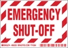 Brady B-302 Red on White Polyester Machine & Equipment Safety Label - 5 in Width - 3 1/2 in Height - Printed Text = EMERGENCY SHUT OFF - 86203 - 754476-86203 - R. S. Hughes Company, Inc.