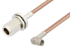 N Female Bulkhead to SMA Male Right Angle Cable 36 Inch Length Using PE-P195 Coax - PE3W06405-36 - Pasternack