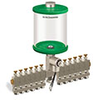 Green Color Key, Clear View Multiple Feed Electro Lubricator, 1 qt Acrylic Reservoir, 12 Feeds, 1/8