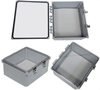 14x12x06 UL Listed Polycarbonate Weatherproof Outdoor IP66 NEMA 4X Enclosure, Kit Bundled w/Blank Plastic MNT PLT Clear Lid DKGY -- TEWPC141206-KIT01 - Image