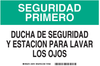Brady B-401 Plastic Rectangle White Eyewash & Shower Sign - 14 in Width x 10 in Height - Language Spanish - TEXT: SEGURIDAD PRIMERO USE GAFAS - 38744 -- 754473-38744 - Image