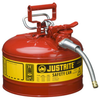 Justrite Accuflow Red Steel 2 1/2 gal Safety Can - 12 in Height - 11 3/4 in Overall Diameter - 7225120 - 7225120 - R. S. Hughes Company, Inc.